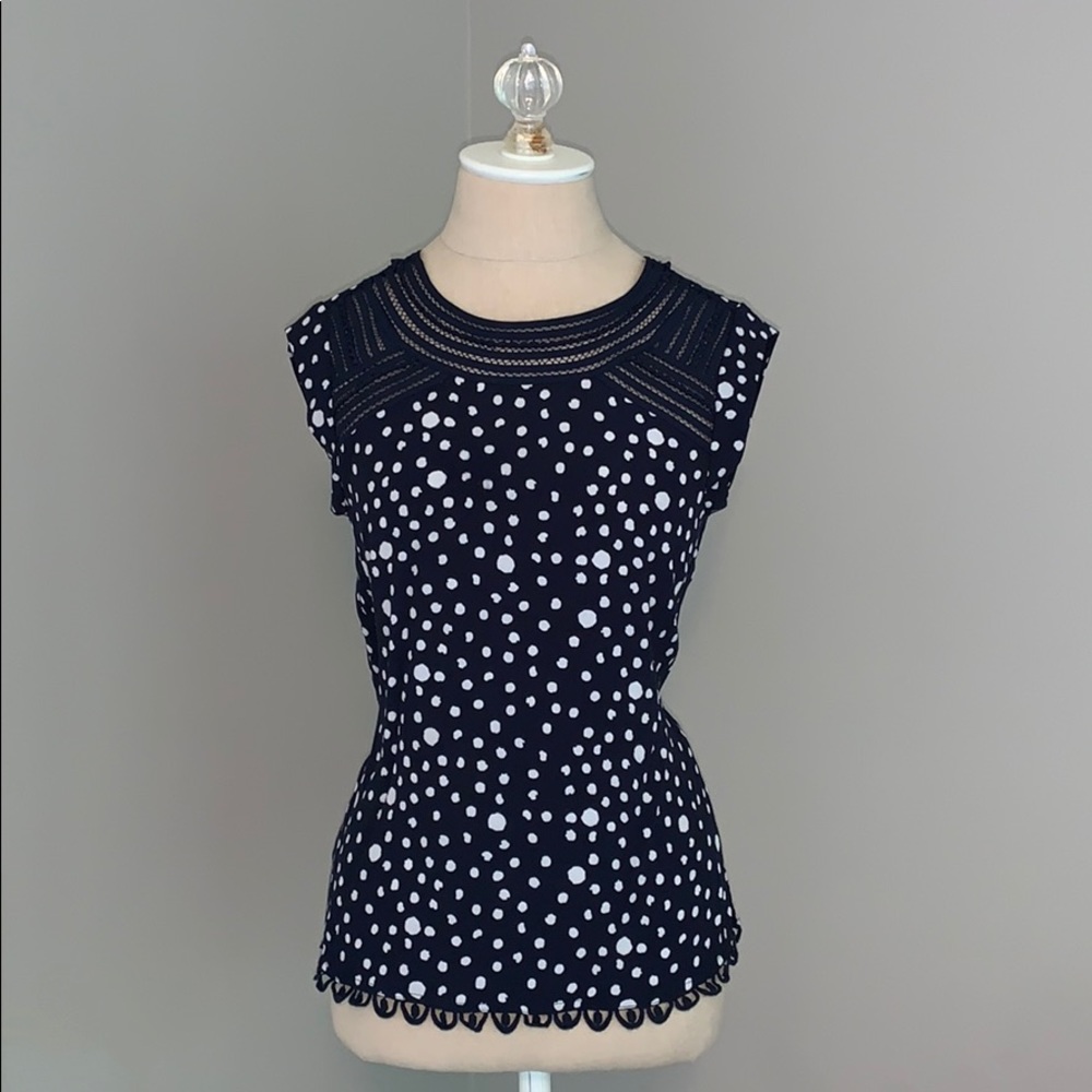 Anthropologie Meadow Rue Navy Dot Blouse, XS